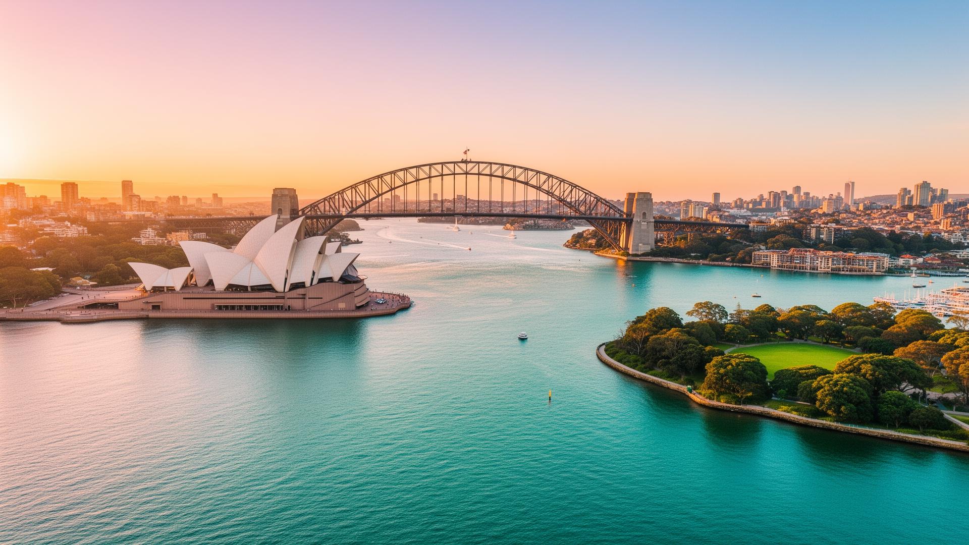 Sydney Harbour Bridge and Opera House illustration